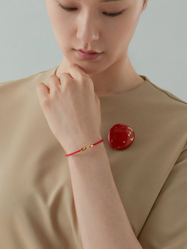 朗睦原创设计925银镀厚金红手链