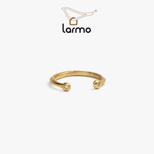 朗睦原创设计银镀金开口戒指女