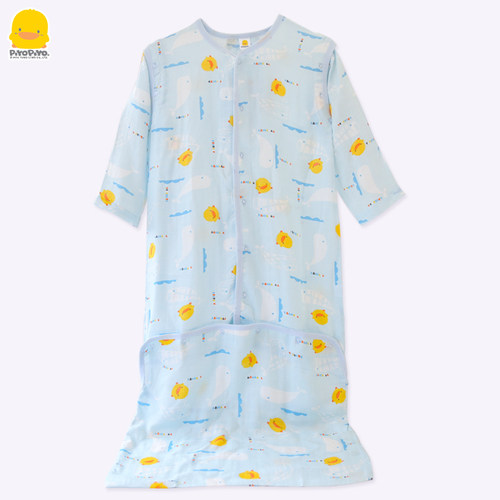 黄色小鸭宝宝睡袍轻薄款纯棉睡衣