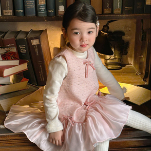 奶油baby新年裙女童连衣裙冬2025新款 洋气女宝宝小童小香风公主裙