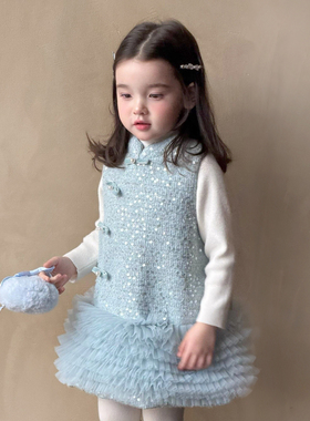 奶油baby新年女童国风连衣裙2025新款冬女宝宝公主裙周岁礼服旗袍