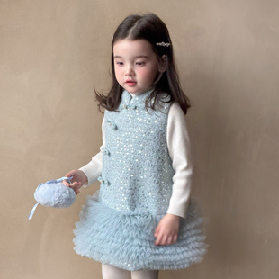 奶油baby新年女童国风连衣裙2025新款 冬女宝宝公主裙周岁礼服旗袍