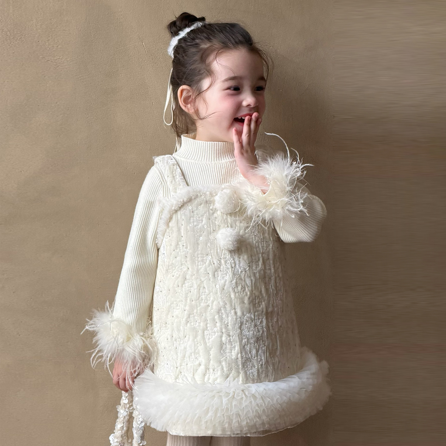 女童秋冬高定小香风礼服背心裙