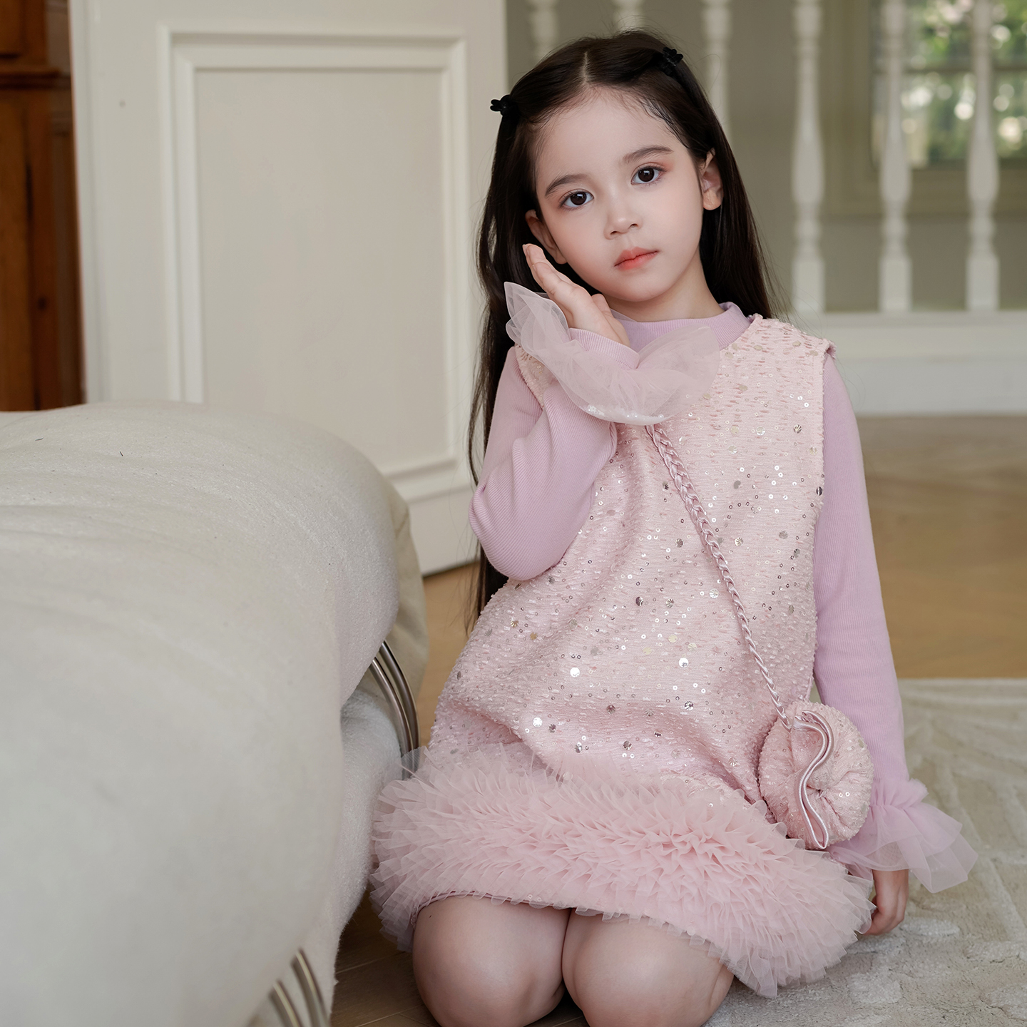女童小香轻奢风亮片背心裙