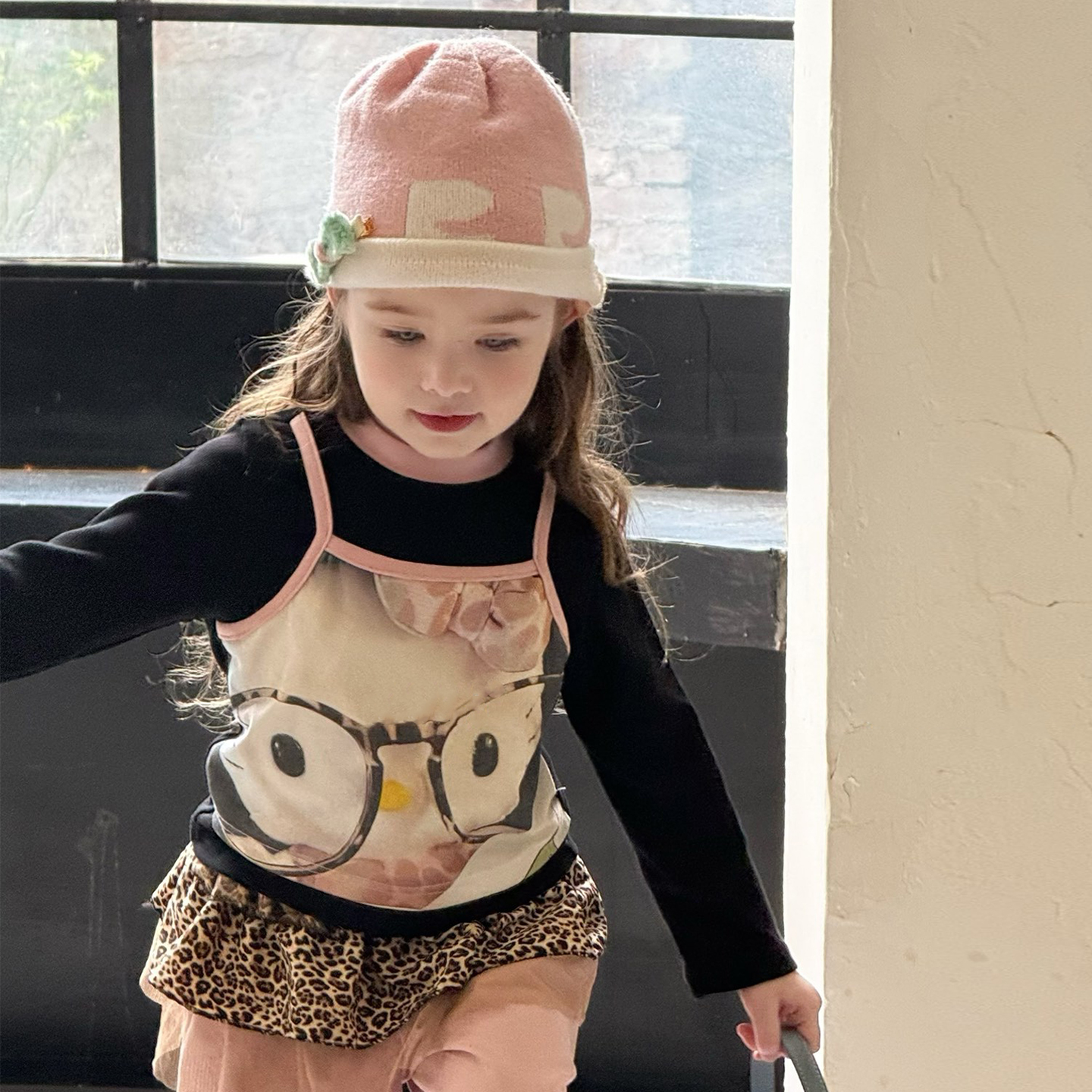 女童洋气秋装假两件长袖T恤