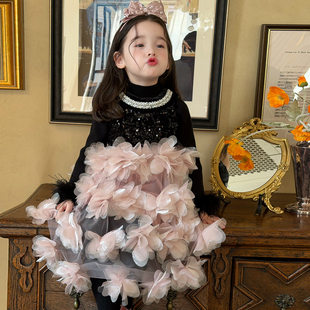 女宝宝礼服生日公主裙 冬装 奶油baby新年装 女童连衣裙洋气2025新款