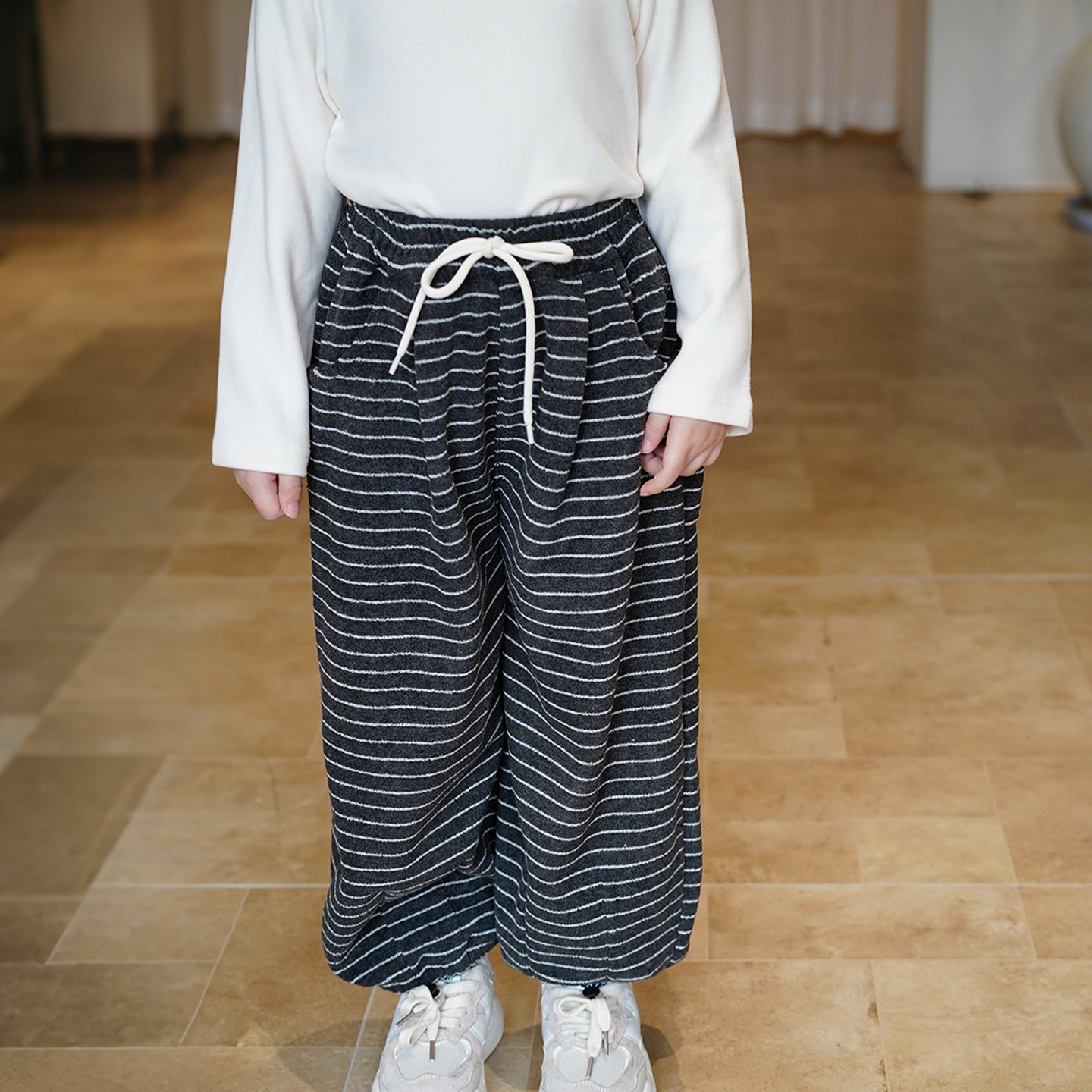 秋冬女童休闲条纹百搭束脚裤