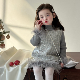 奶油baby新年女童洋气连衣裙2025新款 女宝宝小香风聚会公主裙 冬装