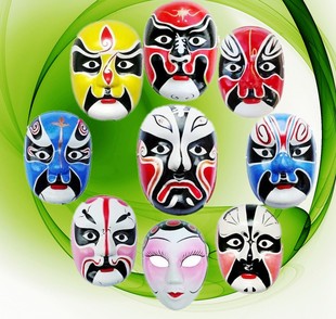 万圣节脸谱手绘石膏纸浆面具中式国粹 变脸道具工艺京剧脸谱面具