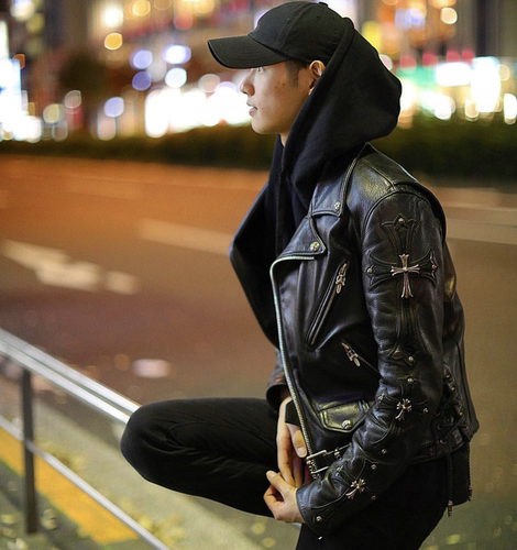 镇店之宝dean奢华潮男十字架皮衣