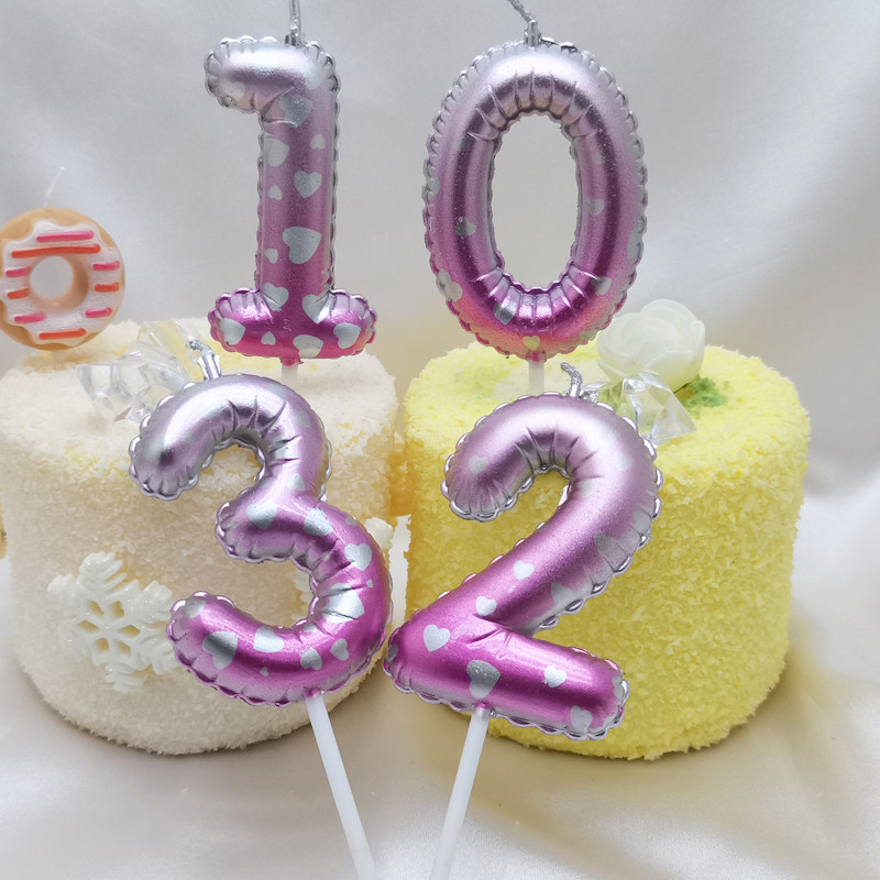 粉色紫闪亮气球风格数字蜡烛生日派对蛋糕装饰爱心ins韩国情人节,节庆用品/礼品,蜡烛,淘宝优惠券,粉丝福利购,淘宝优惠卷