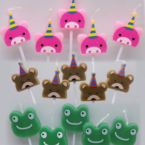 小动物派对熊青蛙猪蛋糕生日蜡烛