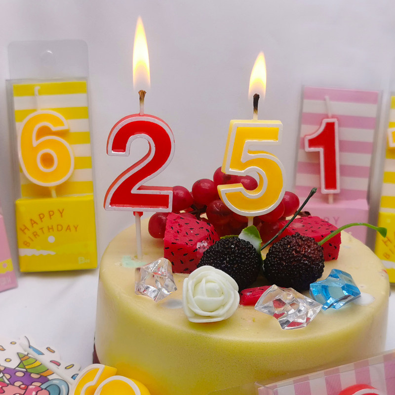 黄色红色糖果色数字蜡烛生日装饰图片