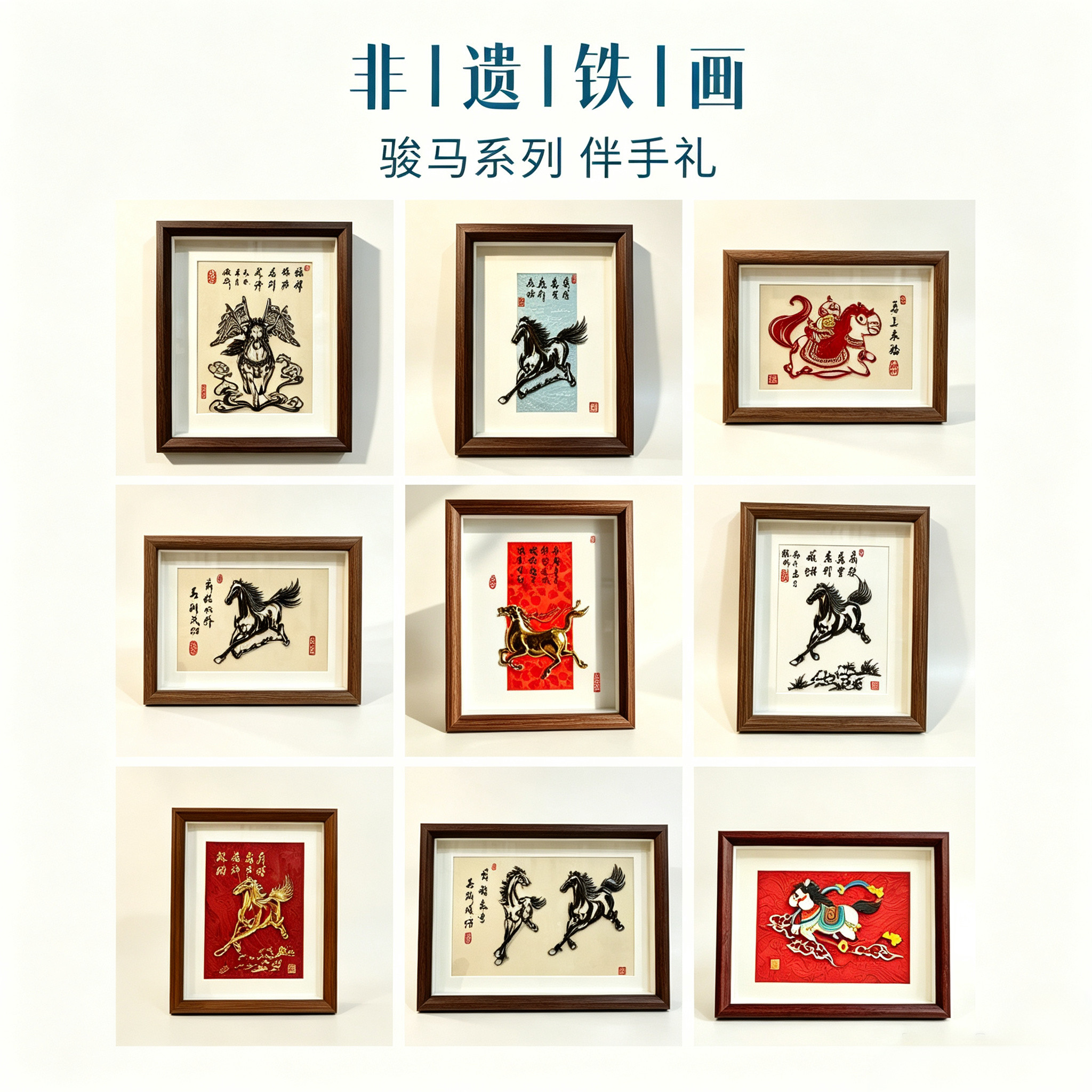 芜湖铁画非遗礼相框摆件骏马系列伴手礼马到成功前程万里招财马