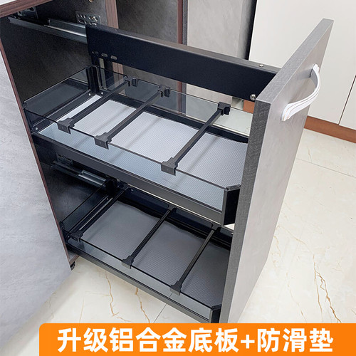 活动式双层可调铝合金侧装调味篮