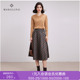 沐兰法式 优雅格子高腰半身裙2025年冬新款 气质百搭显瘦A字裙伞裙