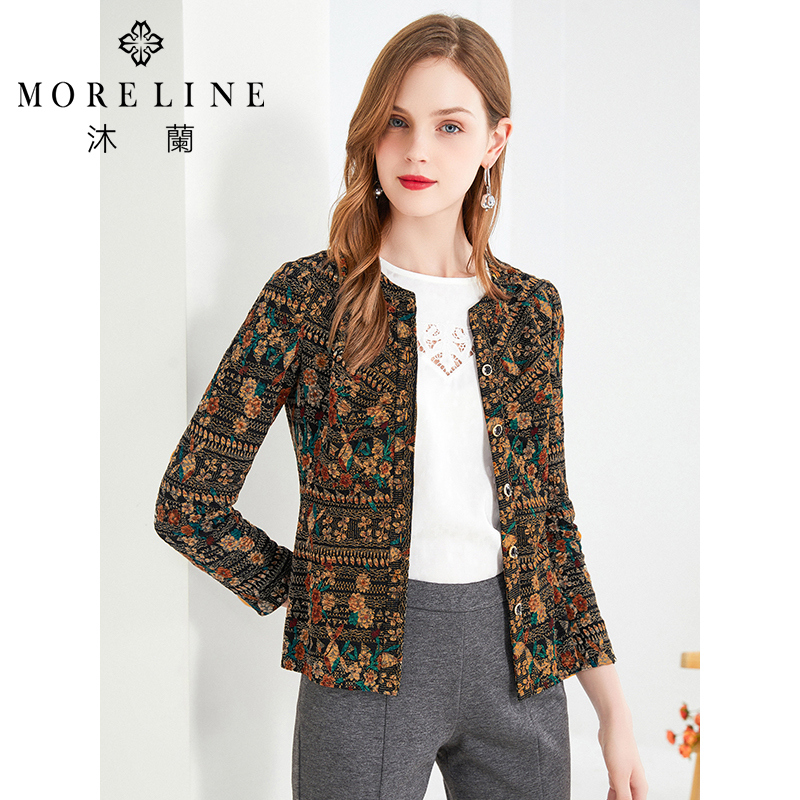 通勤商城同款大气印花沐兰短外套