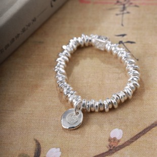 实心纯银手链 盘缠999足银手串纯手工定制男女款 熙素原创 福字牌