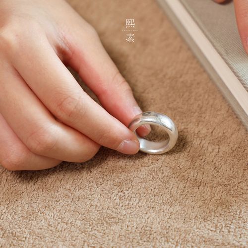 泥鳅背纯手工光面999纯银戒指