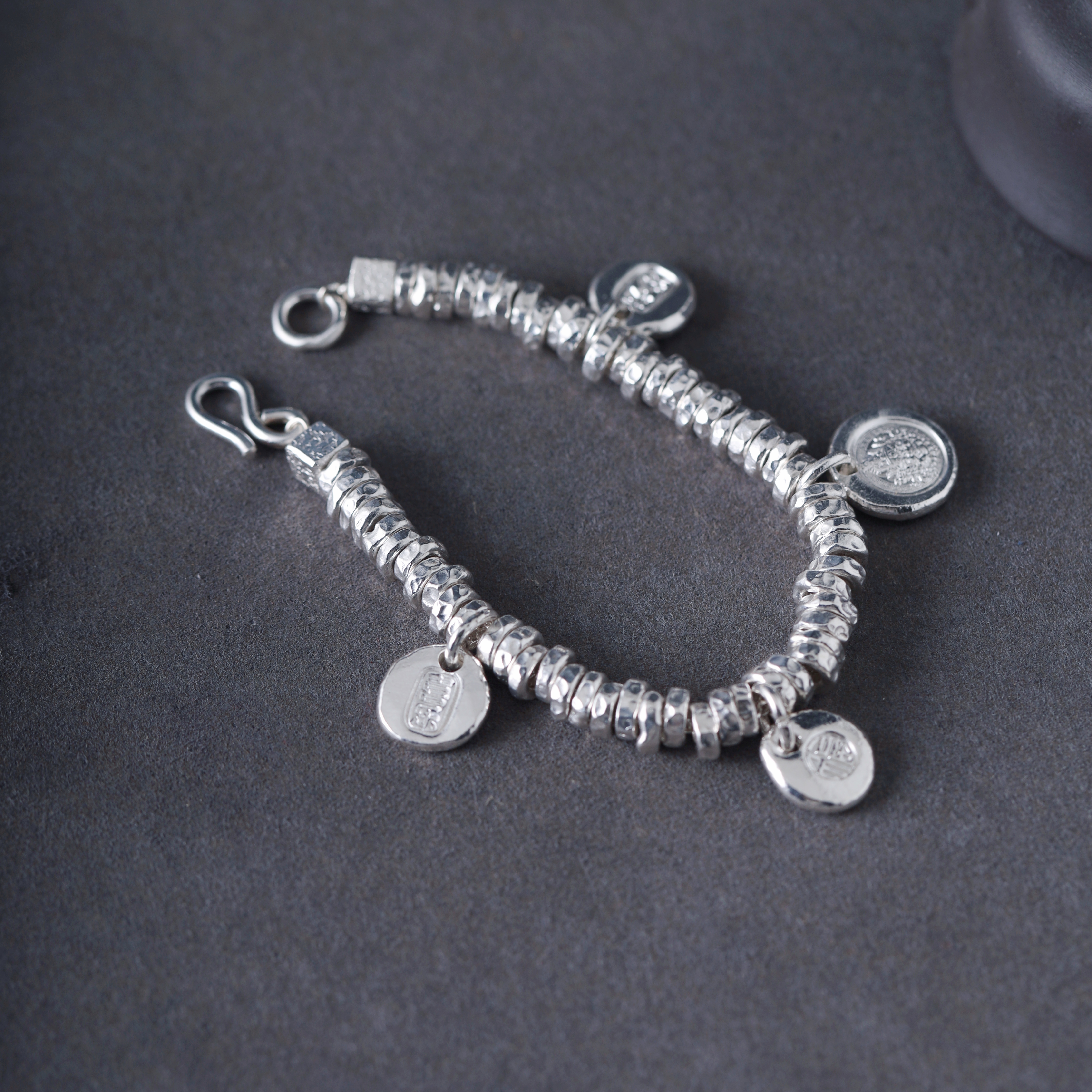 吉言盘缠999足银手工实心手链