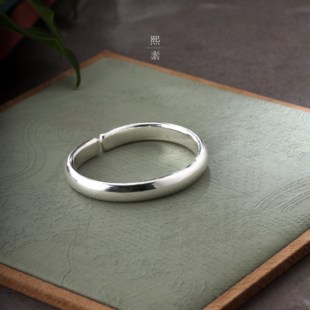 熙素2025新款 手环 泥鳅背银手镯古法手工999足银实心开口男女同款