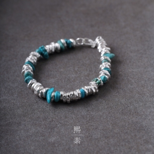 青络 小众设计手串 熙素999足银手工实心5mm细盘缠手链男女同款