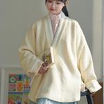 纨织【绵绵】（双色）双色明制对穿交弓袋袖短袄羊毛汉服秋冬原创