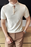 2025夏季半袖潮流修身翻领短袖Polo衫百搭纯色T恤A431-PL78-P50，男装T恤，星座401B（原A431）