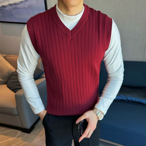 2025秋装新款针织V领背心马甲男士纯色毛衣男装401B-MY31-65图片