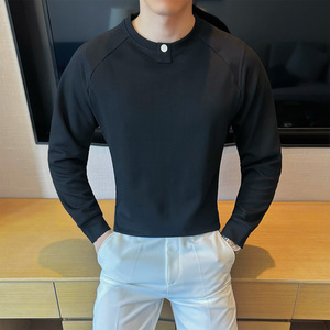 2025秋装新款男士圆领卫衣纯色休闲百搭长袖打底衫401B-WY58-P60图片
