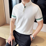 2025夏季新款织带条纹短袖POLO衫男修身T恤上衣A431-PL516-特P50，男装T恤，星座401B（原A431）
