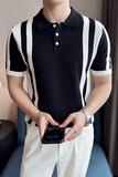 2025夏季新款透气英伦冰爽丝短袖男士polo衫t恤条纹A431-PL75-P60，男装T恤，星座401B（原A431）