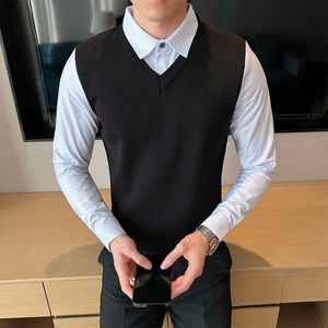 2025秋装新款男士假两件衬衫领毛衣商务休闲针织衫401B-MY72-P88图片