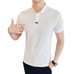 2025夏季新款男士短袖POLO衫T恤修身 A431/B994/P55杏色图片