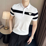 2025夏季新款英伦拼色休闲修身短袖polo衫翻领t恤A431-PL556-P55，男装T恤，星座401B（原A431）