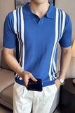 2025夏季新款针织男士短袖polo衫修身条纹冰丝T恤A431-PL67-P60，男装T恤，星座401B（原A431）