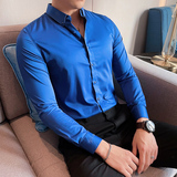 2025秋季英伦修身免烫纯色刺绣修身长袖衬衫A431/6011P50，男装衬衫，星座401B（原A431）