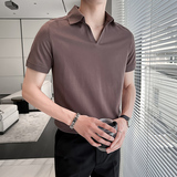 常年款2025夏季英伦纯色V领珠地短袖POLO衫男士T恤A431-M608-P48，男装T恤，星座401B（原A431）