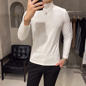 2025秋冬新款英伦德绒糖果色修身打底长袖T恤中高领A431/X31/P35，男装T恤，星座401B（原A431）