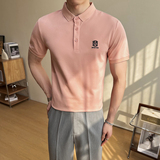2025夏季新款英伦修身短袖POLO衫刺绣翻领T恤401B-PL852-P55，男装T恤，星座401B（原A431）