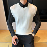 2025秋装新款针织V领背心马甲男士纯色毛衣男装401B-MY31-65，男装背心/马甲，星座401B（原A431）