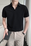 常年款2025夏季英伦纯色V领珠地短袖POLO衫男士T恤A431-M608-P48，男装T恤，星座401B（原A431）