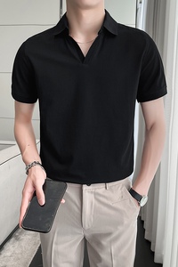 常年款 2025夏季英伦纯色V领珠地短袖POLO衫男士T恤A431-M608-P48图片