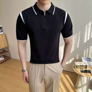 2026夏季新款翻领针织时尚薄款修身短袖POLO衫冰丝401B-M3666-P65，男装T恤，星座401B（原A431）