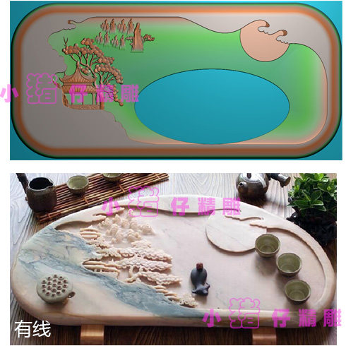 松鹤延年茶几茶盘茶台精雕图JDP浮雕图雕刻图521软件BMP图