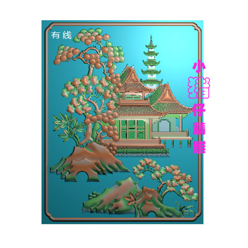 松鹤延年兰亭序背板精雕图JDP浮雕图521软件图雕刻图