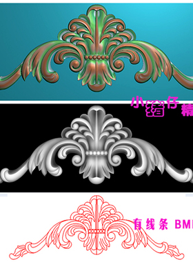 皇冠洋花门花别墅大冒头贴花精雕图JDP浮雕图521 BMP灰色图石雕