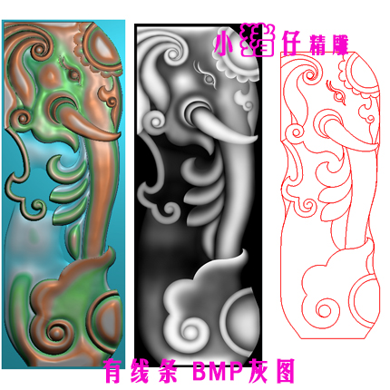 藏族大象脚花腿子雕花精雕图 JDP浮雕图 521软件 BMP灰图 雕刻图