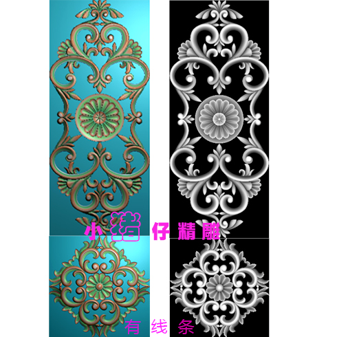 欧式洋花门花大花上板下板贴花精雕图浮雕图BMP灰色图JDP软件521