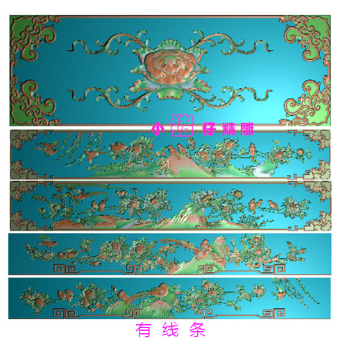 顶箱柜花鸟图牙料肚板围板精雕图JDP浮雕图521软件BMP